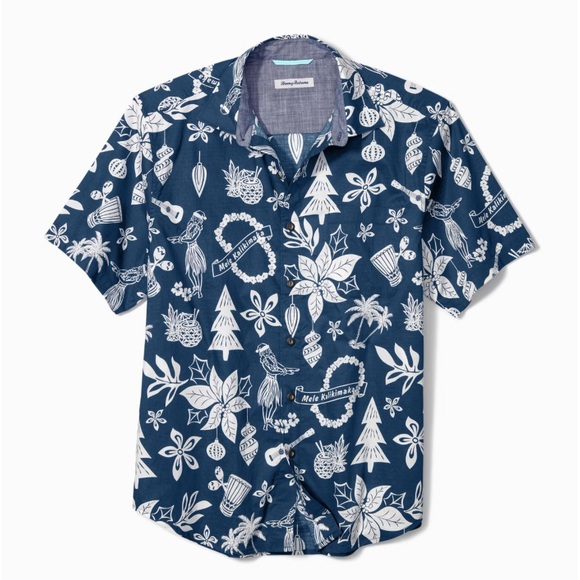 Tommy Bahama Other - 🪿Blue Tommy Bahama "Mele Kalikimaka" Hawaiian Christmas shirt!